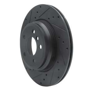 BMW 330I Brake Rotor (1) - Rear Left - R1 Concepts - Drilled & Slotted - Black - `12-`20